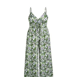 V-neck Bowknot Floral Jumpsuit Curve & Plus